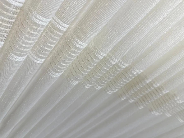 NİVEMESHOME MEVRA ALTIN ÇİZGİLİ 1/3 SIK PİLELİ TÜL PERDE APM - 10