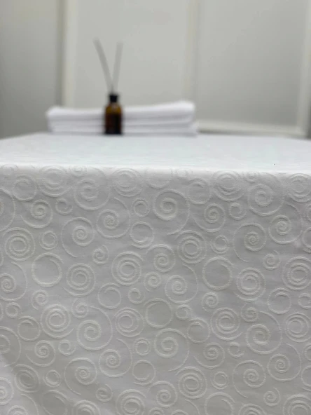 NİVEMESHOME 140X200 BEYAZ DAİRE SEMBOL LEKE TUTMAZ MASA ÖRTÜSÜ - 3