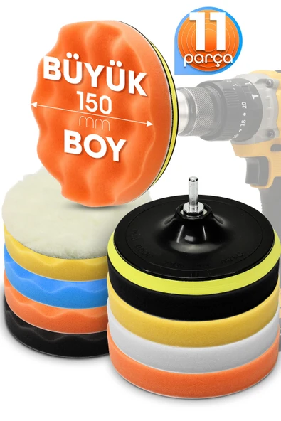 Büyük Boy 11 Parça 150mm Pasta Cila Polisaj Süngeri Seti Matkap Uyumlu Pasta Cila Parlatma Pedi Seti ürün görseli