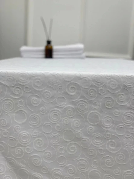 NİVEMESHOME 140X160 BEYAZ DAİRE SEMBOL LEKE TUTMAZ MASA ÖRTÜSÜ - 3
