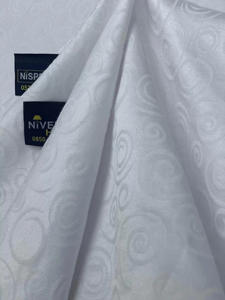 NİVEMESHOME 140X160 BEYAZ DAİRE SEMBOL LEKE TUTMAZ MASA ÖRTÜSÜ - 2