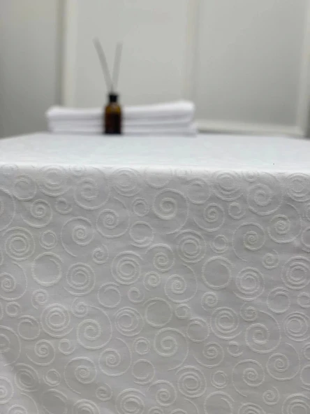 NİVEMESHOME 140X240 BEYAZ DAİRE SEMBOL LEKE TUTMAZ MASA ÖRTÜSÜ - 3