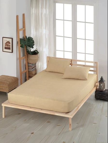 NİVEMESHOME 160*200 BEJ LASTİKLİ ÇARŞAF SETİ
