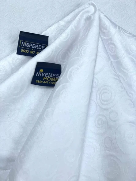 NİVEMESHOME 140X240 BEYAZ DAİRE SEMBOL LEKE TUTMAZ MASA ÖRTÜSÜ - Resim 6