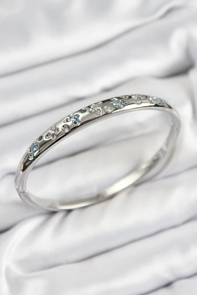 Pirinç Zirkon Taşlı Kelebek Model Gümüş Renk Kadın Kelepçe - EBJ250726W36837 ürün görseli