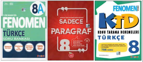 FENOMEN 8. SINIF 8A TÜRKÇE+NEWTON SADECE PARAGRAF+FENOMEN KONU TARAMA D. (3 KİTAP) ürün görseli 1