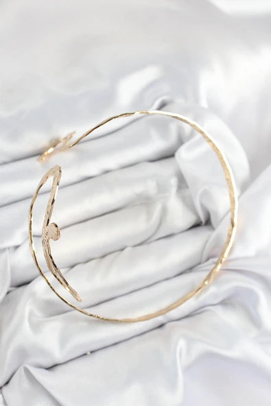 Pirinç Yılan Model Gold Renk Kadın Pazu Bileklik - EBJ250726W36792 - Resim 2