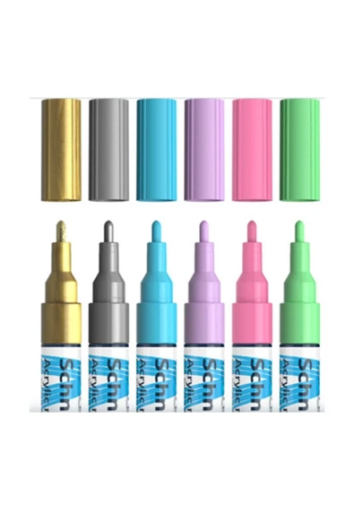 Schneider  Akrilik Marker 2mm Pastel Renk 6'lı - 1