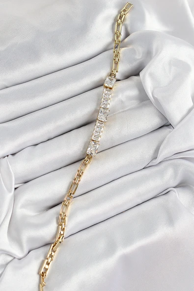 Xuping Pirinç Parçalı Su Yolu Model Gold Renk Kadın Bileklik - EBJ250726W36686 - Resim 2