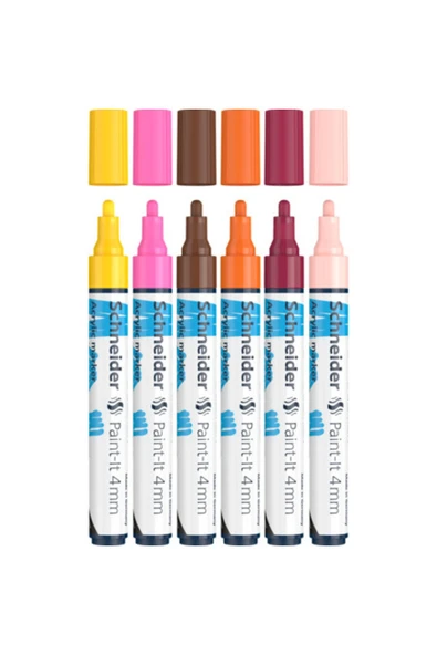 Schneider  Akrilik Marker 4mm Ara Renk 6'lı - 2