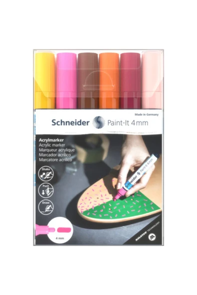 Schneider  Akrilik Marker 4mm Ara Renk 6'lı - 1