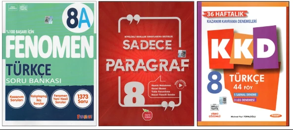 FENOMEN 8. SINIF 8A TÜRKÇE+NEWTON SADECE PARAGRAF+KURMAY KAZANIM KAVRAMA D. (3 KİTAP) ürün görseli 1