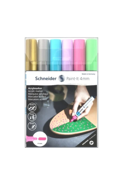 Schneider  Akrilik Marker 4mm Pastel Renk 6'lı - 2
