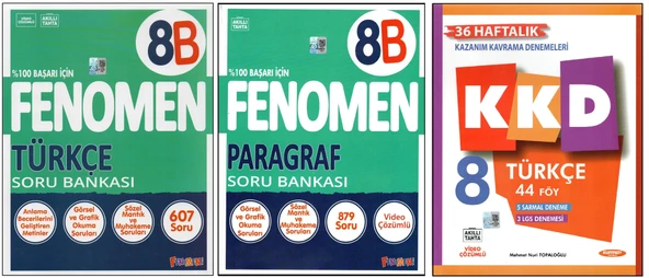 FENOMEN 8. SINIF 8B TÜRKÇE+PARAGRAF+KURMAY KAZANIM KAVRAMA D. (3 KİTAP)
