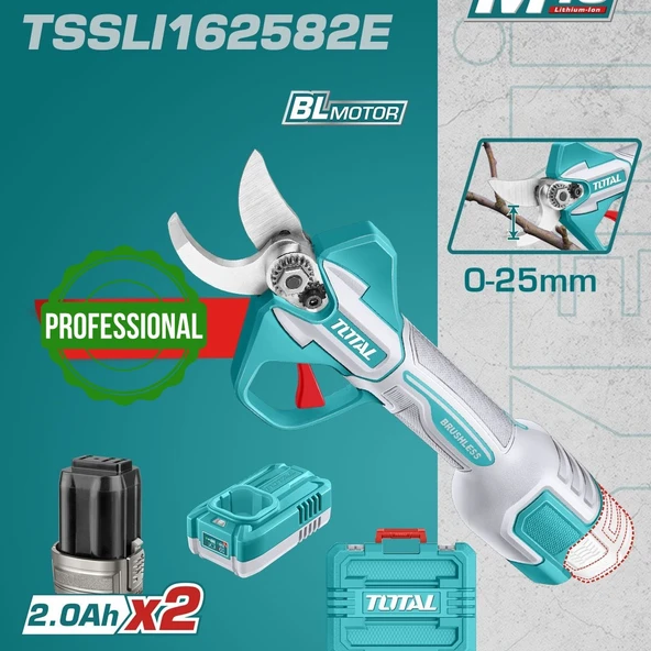 TOTAL Lİ-İON ÇİFT AKÜLÜ BUDAMA MAKASI 16V - TSSLI162582E ürün görseli