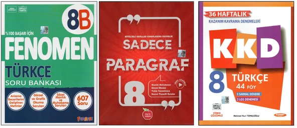 FENOMEN 8. SINIF 8B TÜRKÇE+NEWTON SADECE PARAGRAF+KURMAY KAZANIM KAVRAMA D. (3 KİTAP) ürün görseli 1