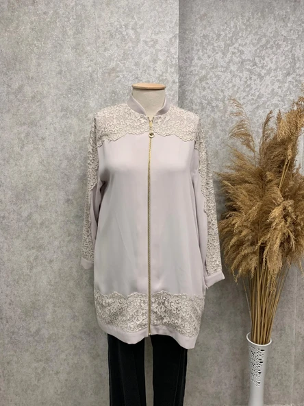 25Y0149 TRAPHY CEKET GÜPÜR DETAYLI ÖNÜ FERMUARLI - 1