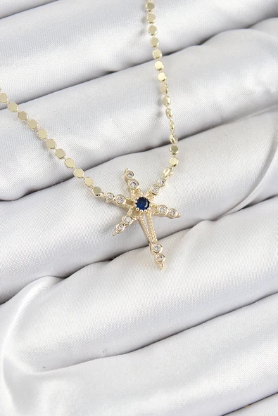 Pirinç Zirkon Taşlı Kutup Yıldızı Model Ezme Zincir Gold Renk Kadın Kolye - EBJ250726W36919 ürün görseli