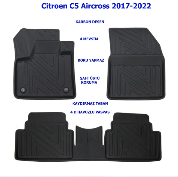 Citroen C5 Aircross 2017-2022 4D Premium Havuzlu Paspas