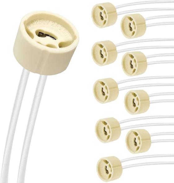10 Adet GU10 duy 2A LED halojen lamba duyu 0,75 mm² silikon tel seramik duy bağlantı duyları 300 W enerji sınıfı A