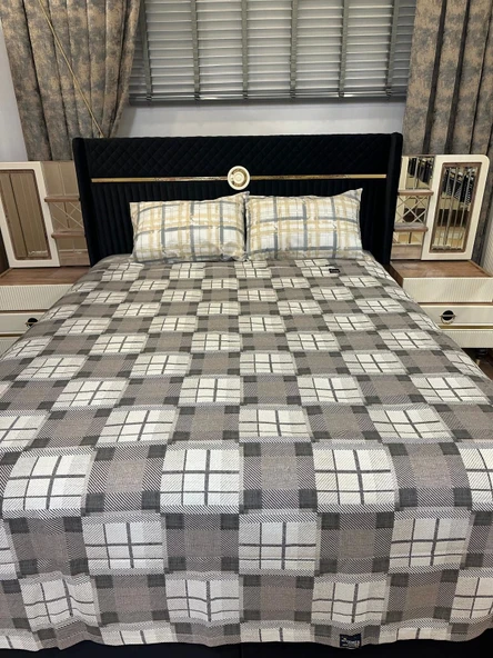 NİVEMESHOME KAHVE DESENLİ 160X230 TEK PİKE ÖRTÜSÜ TEK KİŞİLİK