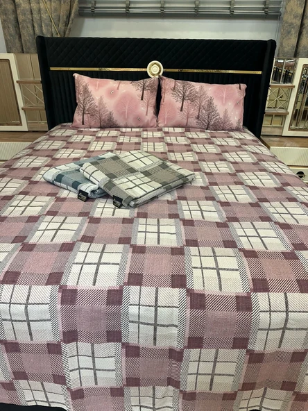 NİVEMESHOME LİLA DESENLİ 200X230 TEK PİKE ÖRTÜSÜ ÇİFT KİŞİLİK