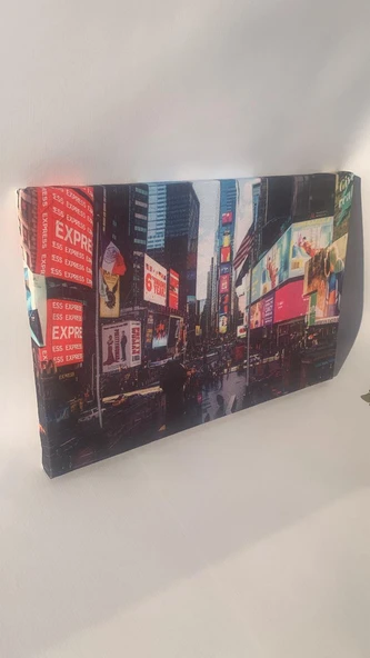 New York Times Meydanı Manzaralı Natürel Tasarım Ahşap Çerçeve Ev İşyeri Kanvas Tablo SHR10 - 4