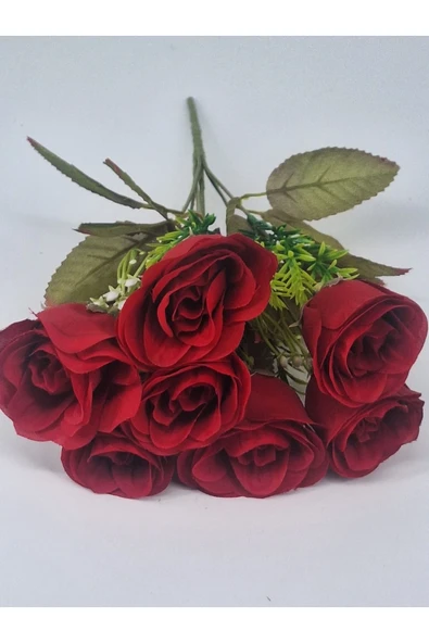 35 Cm Kırmızı Yakamoz Gülü – 7’li Yapay Gül Buketi, Dekoratif ve Zarif Aranjman ürün görseli