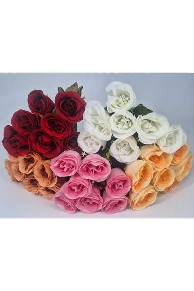 35 Cm Şeker Pembe Yakamoz Gülü – 7’li Yapay Gül Buketi, Dekoratif ve Zarif Aranjman - 2