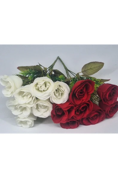 35 Cm Kırmızı Yakamoz Gülü – 7’li Yapay Gül Buketi, Dekoratif ve Zarif Aranjman - Resim 4