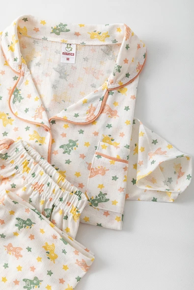 Uzun Kol Gömlek Yaka Kadın Pinterest Pijama Takımı - Mevsimlik Kadın Pijama- Geniş Beden Aralığı - Resim 9