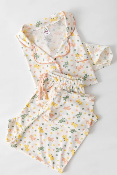 Uzun Kol Gömlek Yaka Kadın Pinterest Pijama Takımı - Mevsimlik Kadın Pijama- Geniş Beden Aralığı - Resim 10