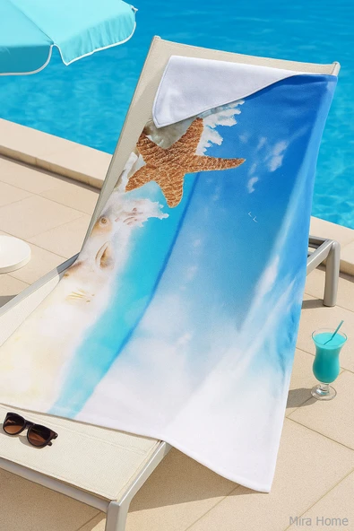 Yetişkin Unisex 70x140 Cm Yaz Desenli Plaj ,Deniz , Banyo Havlusu Ocean - 3