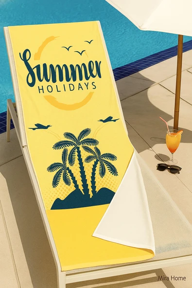 Yetişkin Unisex 70x140 Cm Yaz Desenli Plaj ,Deniz , Banyo Havlusu Ocean - 11