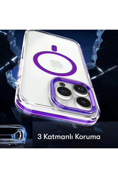 iPhone 15 Pro Bella Magsafe Kapak - Mavi - Resim 5