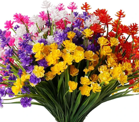 Nettenevime 6lı Set Yapay Çiçek Sazlı Lotus Karışık Renk 7 Dal Plastik  30cm ürün görseli 1