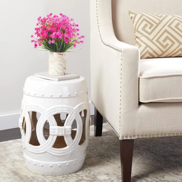 Nettenevime 6lı Set Yapay Çiçek Sazlı Lotus Pembe Renk 7 Dal Plastik  30cm - Resim 6