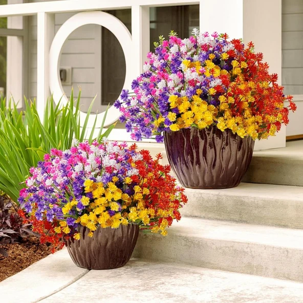 Nettenevime 6lı Set Yapay Çiçek Sazlı Lotus Karışık Renk 7 Dal Plastik  30cm - Resim 6