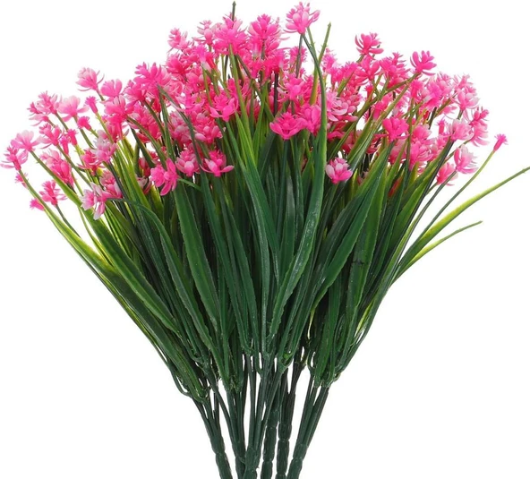 Nettenevime 6lı Set Yapay Çiçek Sazlı Lotus Pembe Renk 7 Dal Plastik  30cm - Resim 7