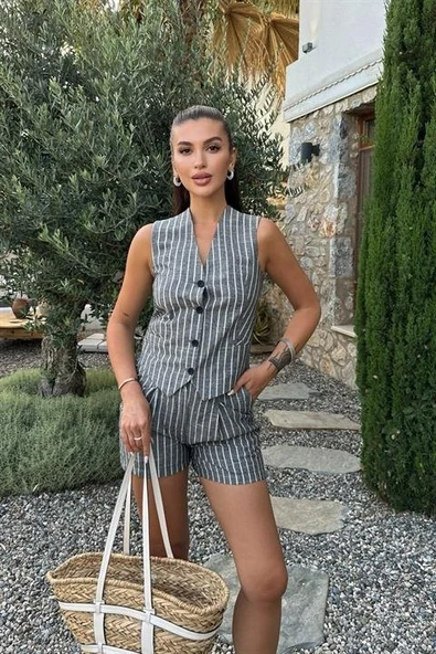Carla Işıltılı Yelek Şort Takım 9821 ürün görseli 1