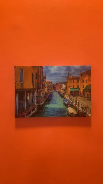 Venedik Manzaralı Natürel Tasarım Ahşap Çerçeve Ev İşyeri Duvar Kanvas Tablo - Resim 7