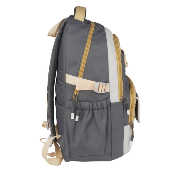 Relaxion Yeni Sezon Kalemlikli Gri-Sarı Premium Okul Sırt Çanta 1512 - Resim 4