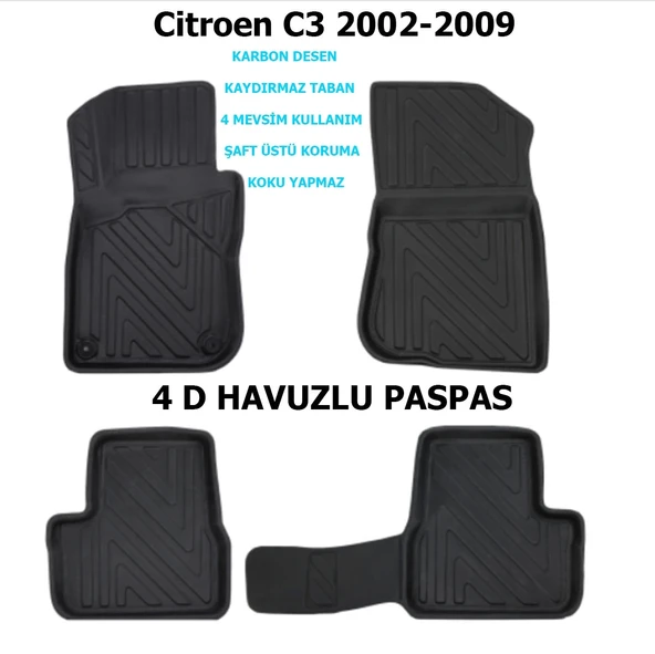 Citroen C3 2002-2009 4D Premium Havuzlu Paspas ürün görseli 1