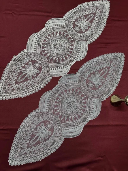 NİVEMESHOME EKRU İŞLEMELİ RUNNER - Resim 3