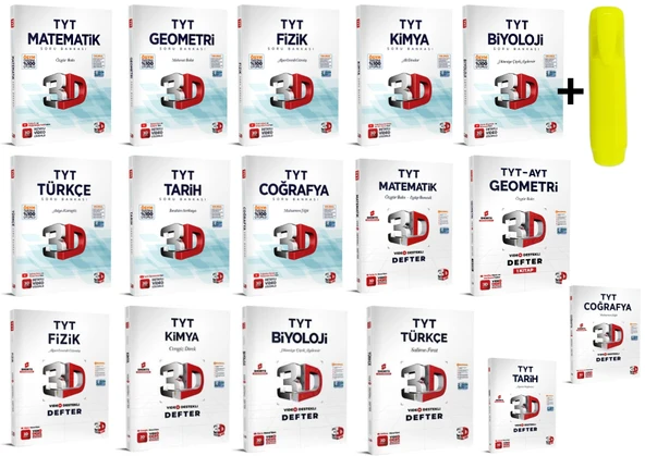 3D Yayınları TYT Tüm Dersler Defter Soru Seti 16 Kitap ürün görseli