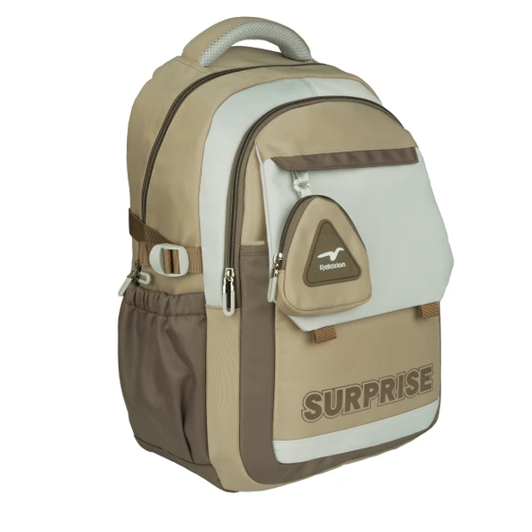 Relaxion Yeni Sezon Kalemlikli Kahve-Krem Premium Okul Sırt Çanta 1514 - 2