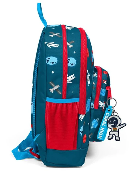 Coral High Kids Çivit Kırmızı Uzay Desenli Dört Bölmeli USB'li Okul Sırt Çantası 23290 - Resim 2