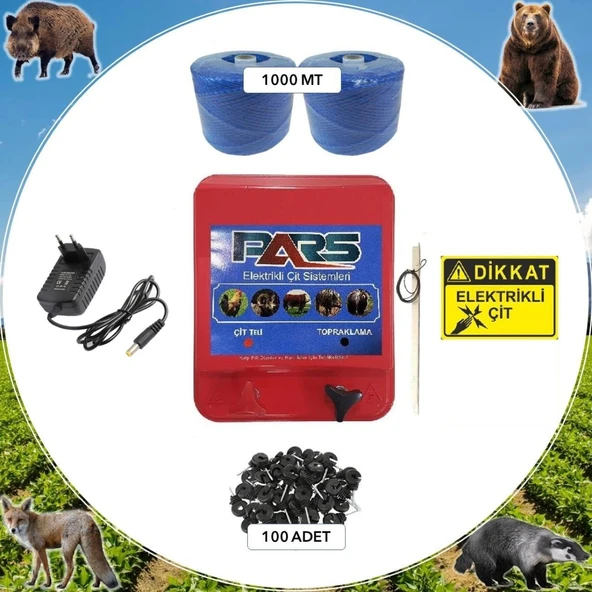 Pars Elektrikli Çit Yabani Hayvan Koruma Seti 1000 mt ürün görseli