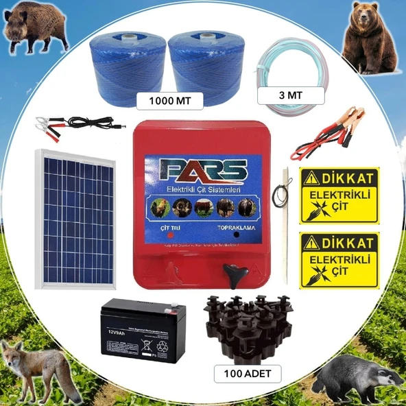 Pars Elektrikli Çit Ayı-Domuz Kovucu Eco Set 1000 (Demir Direk İzolatörlü) ürün görseli