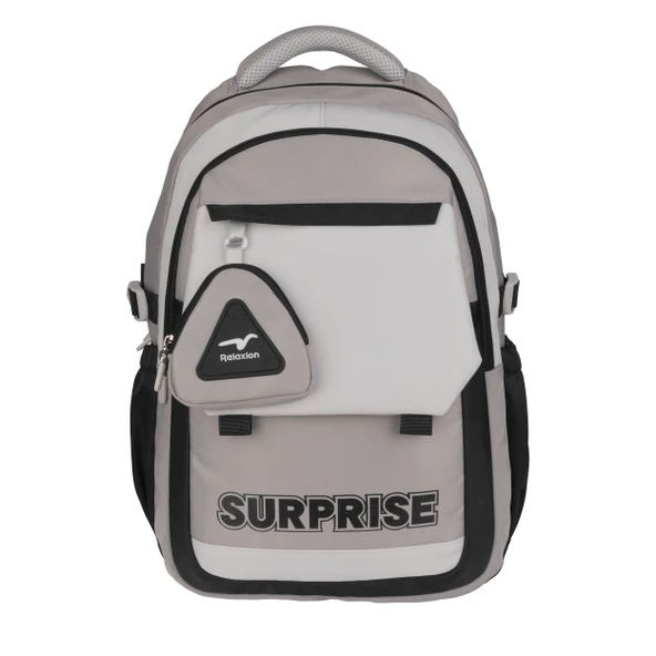 Relaxion Yeni Sezon Kalemlikli Siyah-Gri Premium Okul Sırt Çanta 1514 - 3